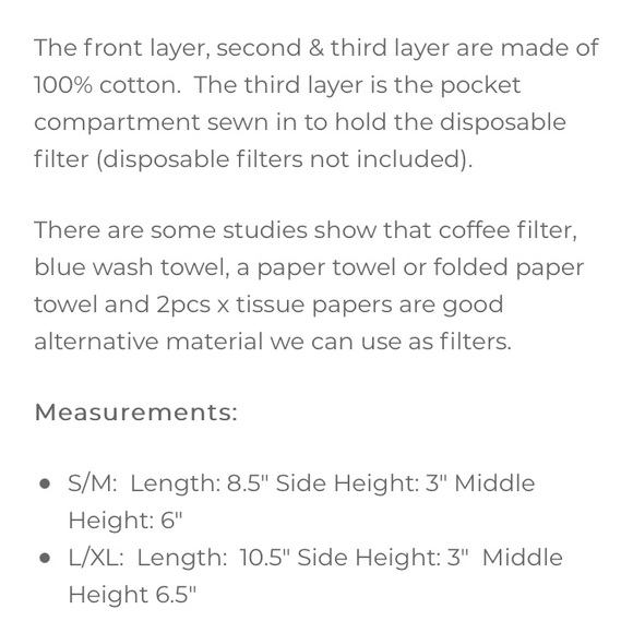 New Black Cotton Face Mask S/M ✨with 2 filters✨ - Picture 3 of 15